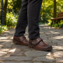 Pantofi bărbați maro din piele naturală cu închidere velcro GKR09M